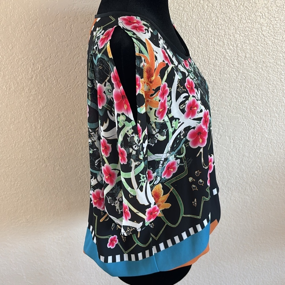 Clover Canyon Multicolor Women's Cuba Scarf Cold Shoulder Blouse 0093 - Picture 8 of 8